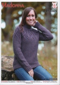 Sweater med fletmønstret bærestykke 